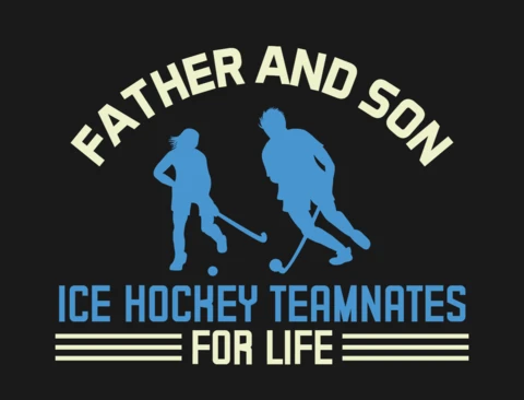 Vater und sohn eishockey-teamkollegen für das leben t-shirt designvorlage