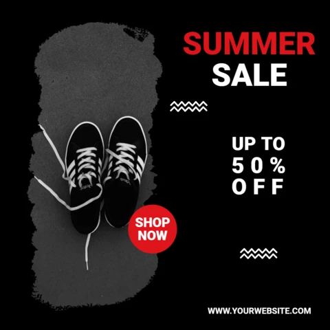 Trendy Black And Red Instagram Advertisement Post Design Template