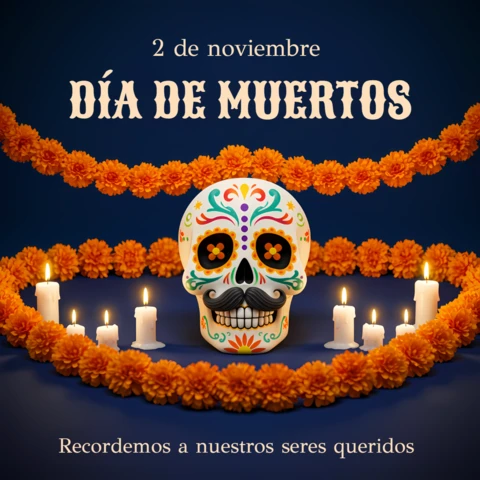 Colorful Día De Muertos Skull Design Template for Festive Posters