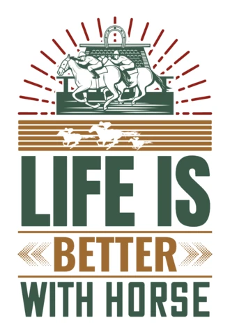 Modèle de design vintage de style western : "life is better with horse" (la vie est meilleure avec un cheval)