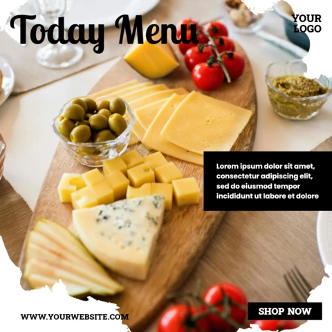 White And Scratched Ad Restaurant Instagram Post Design Template
