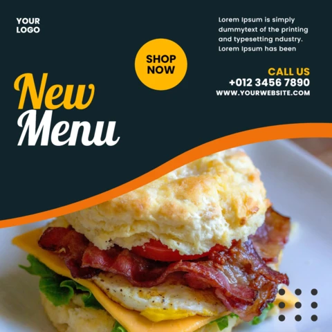 Punchy Visual Restaurant Instagram Post Design Template