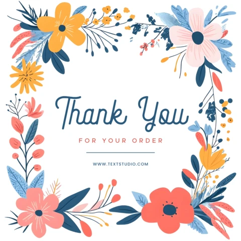 Colorful Floral Thank You for Your Order Card Template