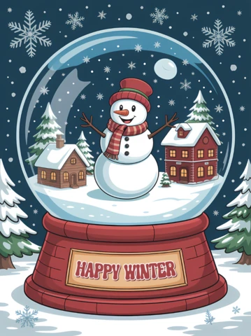 Design del globo di neve invernale per biglietti di auguri
