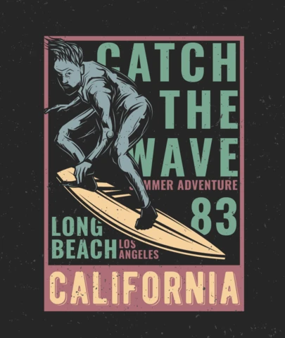 Men On Surfing Board T-Shirt Design Template