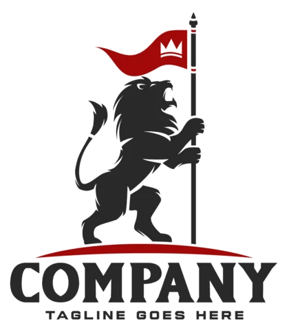 Lion And Flag Logo Design Template