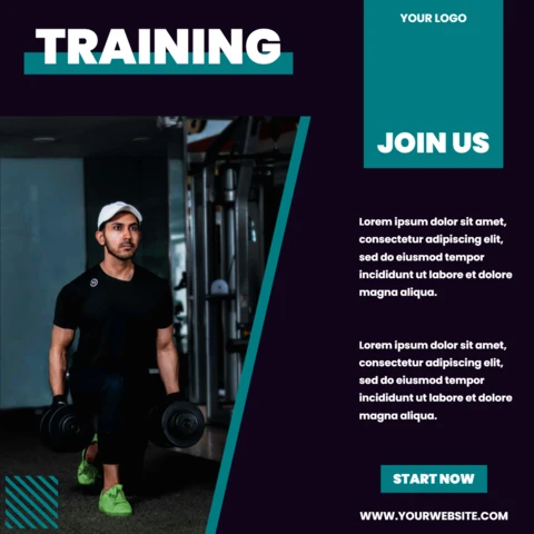Workout Gym Promotional Social Media Post Design Template