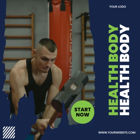Modelo de design de postagem promocional de mídia social para academia de corpo e saúde