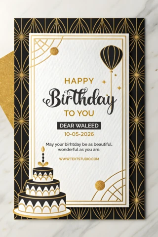 Elegant Gold and Black Birthday Invitation Template Design