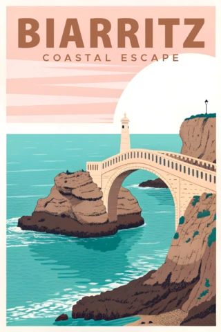 Coastal Escape Design Template Featuring Biarritz Landscape for Travel Poster