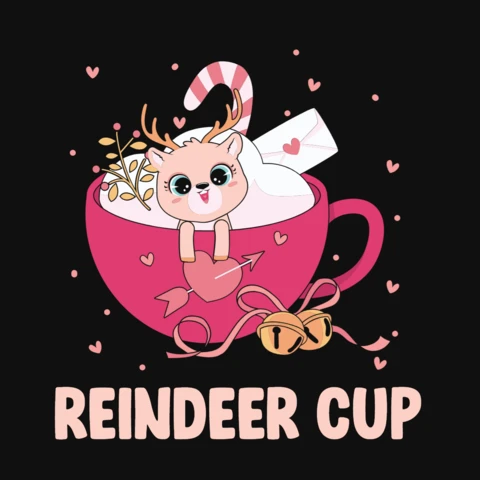 Kawaii Rentier Tasse Tee valentine's t-shirt design