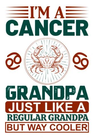 Cool Cancer Grandpa Design Template: Fun Zodiac Graphic for Custom T-Shirts