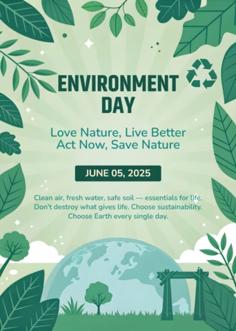 Modèle de journée de l'environnement avec un design vert pour sensibiliser à la durabilité
