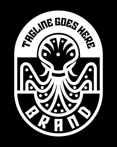 Kraken Octopus Fish Stamp Logo Design Template