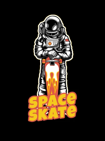 Modelo de design de camiseta do universo do skate espacial com astronauta