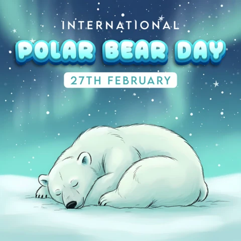 Polar Bear Day Celebration Design Template for Posters and Greeting Cards