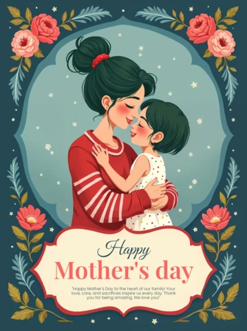 Charming Illustrated Mother's Day Card Template with Vintage Storybook Design