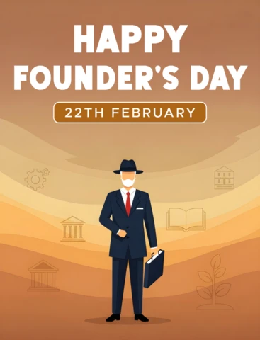 Founder's Day Celebration Design Template with Elegant Businessman Illustration for Event Invitations