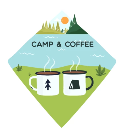 Camp And Coffee Badge Template Design