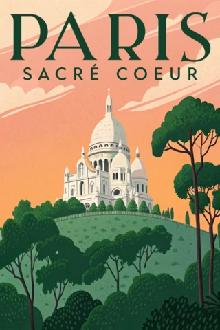 Vintage Paris Sacré Cœur Design Template for Scenic Travel Posters