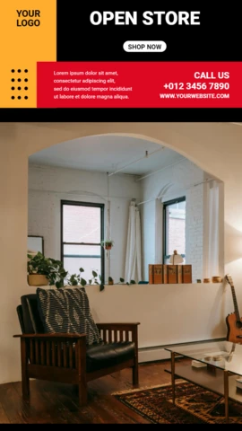 Arancione nero e rosso pubblicità instagram story post design template