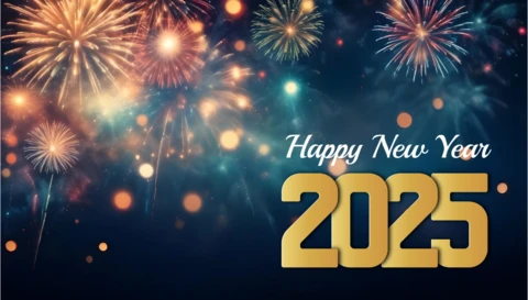 Feu d'artifice nocturne spectaculaire nouvel an 2025 design template