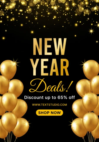 New Year Discount Poster 2026 Special Offer with Luxe Sparkle Theme and Bold Celebration Message