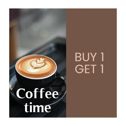 Modelo de design de banner promocional compre 1 e leve 1 para anúncio de barista