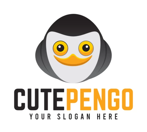 Modèle de conception de logo mignon pingouin