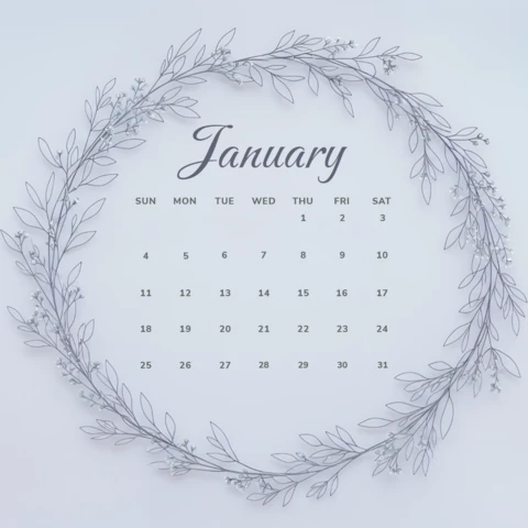 Blumenkranz-Kalender-Vorlage für eleganten Monatsplaner