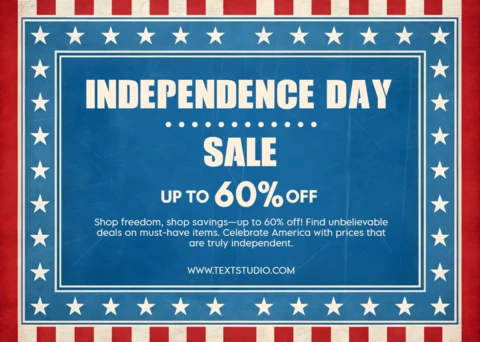 USA Independence Day Sale Template Vintage Commercial Design with Stars and Stripes