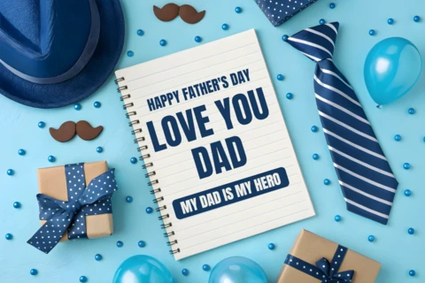 Father's Day Celebration Design Template with Stylish Accessories and Heartfelt Messages