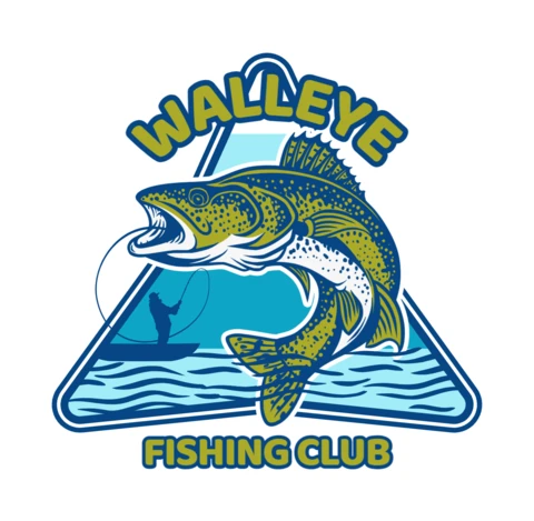 Walleye Fishing Club Vintage T-shirt Design Template