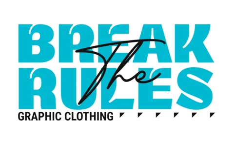 Rompe las reglas tipografía azul audaz diseño de camiseta de ropa gráfica plantilla