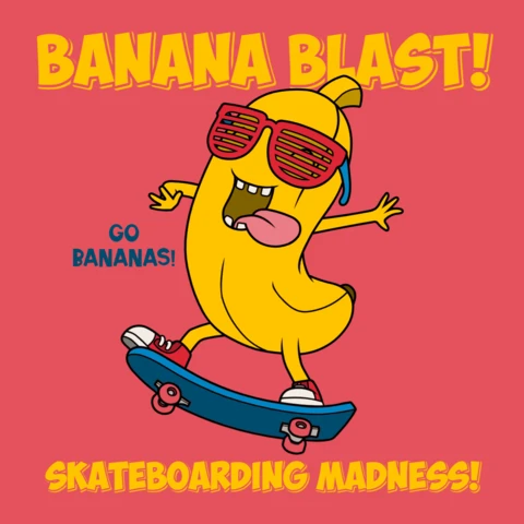 Plantilla de diseño de monopatín Banana para ropa divertida de cómic