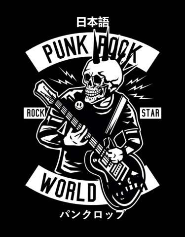 Modelo de design de camiseta esqueleto rockstar