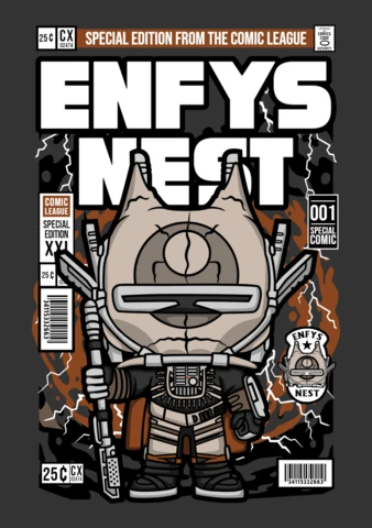 Modèle de conception de couverture de magazine de personnage de dessin animé Enfys Nest