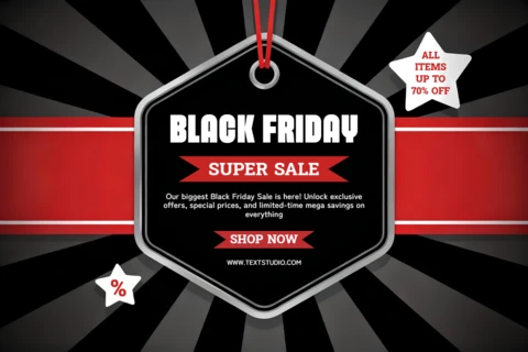 Plantilla de diseño para volantes promocionales de venta del Black Friday con gráficos audaces.