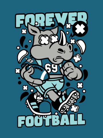 Forever Football Rhinoceros T-Shirt Design Template
