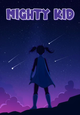 Mighty Kid Caped Child Silhouette Under Starry Sky Poster Design Template