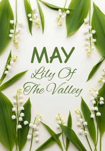 Lily of The Valley Poster — May Birth Flower Symbol of Purity, Renewal, and Happiness with Delicate White Blossoms