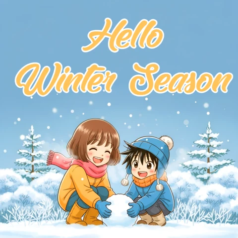 Plantilla de diseño para tarjetas de felicitación de niños de la temporada de invierno