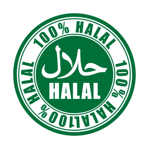 100% Halal Stamp Logo Design Template
