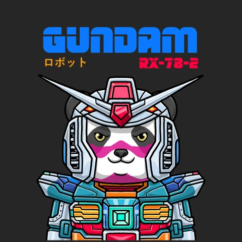 Editable Gundam Panda Design Template for Creative Clothes
