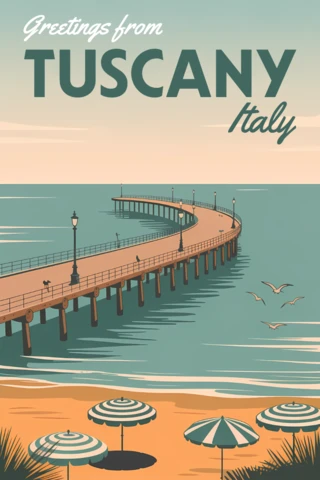 Vintage Tuscany Postcard Design Template for Travel Marketing