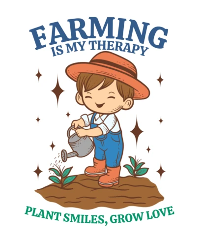 La agricultura es mi terapia, las plantas sonríen, crecen amor, plantilla de diseño de camiseta.