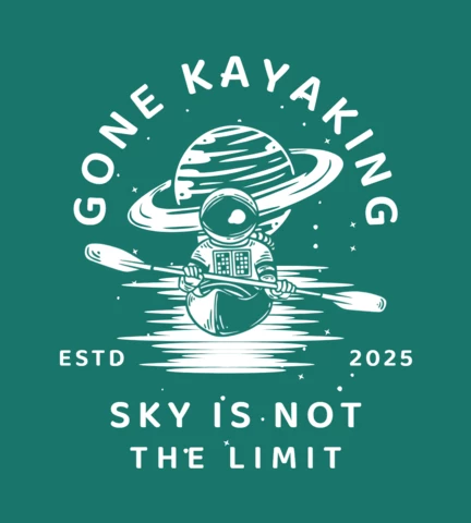 Modèle de conception de t-shirt vintage astronaute kayak