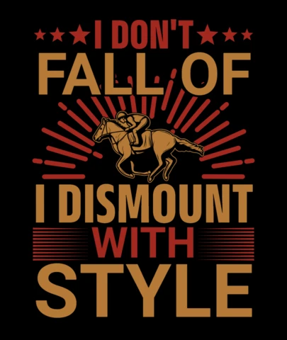 Je ne tombe pas, je descends avec style - modèle de t-shirt de course de chevaux.