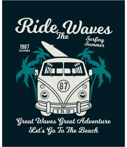 Modèle de t-shirt pour le bus de surf de l'aventure d'été