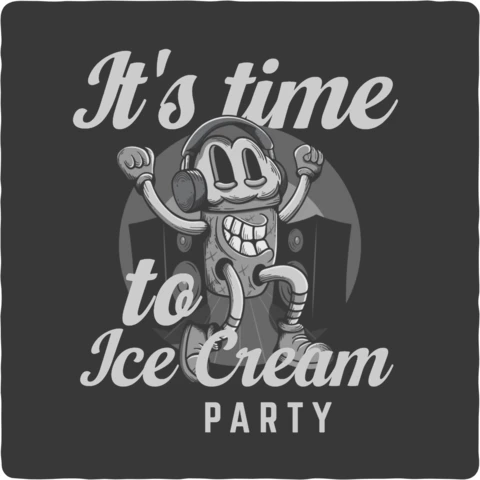 It's Time To Ice Cream Character T-shirt Design